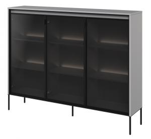 SELSEY Witryna trzydrzwiowa Trend 150 cm z LED Szara