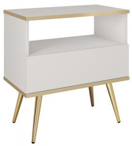 SELSEY Szafka nocna Glinte z szulfadą 54 cm biała ze złotymi nogami