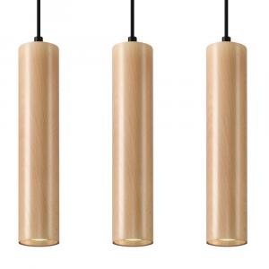 SELSEY Lampa wisząca Lino 3L naturalne drewno