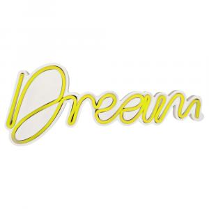 SELSEY Neon na ścianę Letely z napisem Dream żółty