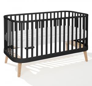 SELSEY Łóżeczko dziecięce Cuddlies 140x70 z funkcją sofy i materacem drewniane czarne
