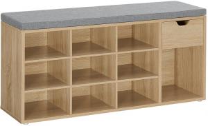 SELSEY Szafka na buty Sonvero z dziesięcioma półkami 104 cm dąb sonoma szare siedzisko