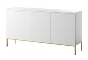 SELSEY Komoda trzydrzwiowa Bemmi 150 cm biała ze złotymi nogami