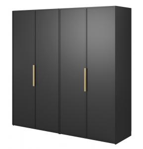 SELSEY Szafa czterodrzwiowa Frame 200 cm Czarna