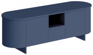 SELSEY Szafka RTV dwudrzwiowa Camplia z dwiema szufladami 163 cm granatowy mat