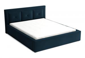 SELSEY Łóżko tapicerowane 200x200 cm Ligmano z pojemnikiem granatowe velvet hydrofobowe
