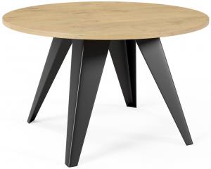 SELSEY Stolik kawowy Oarded ⌀75 cm Dąb Lancelot z czarną stalową ramą