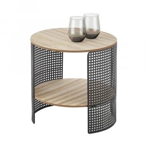 SELSEY Stolik kawowy Switions średnica 41 cm naturalny - czarny