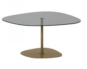 SELSEY Stolik kawowy Pairrever 85x67 cm ciemnoszare szkło/ złota podstawa