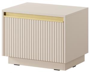 SELSEY Szafka nocna Riggio z szufladą i ryflowanymi frontami 54 cm beż piaskowy