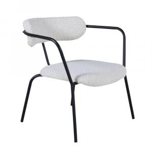 SELSEY Fotel Hingtor biały w tkaninie boucle