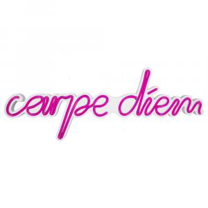 SELSEY Neon na ścianę Letely z napisem Carpe Diem różowy