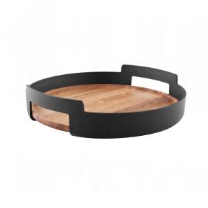 SELSEY Taca do serwowania Nordic Kitchen dębowa średnica 35 cm czarna