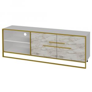 SELSEY Szafka RTV Kamaik biały/złoty 160 cm