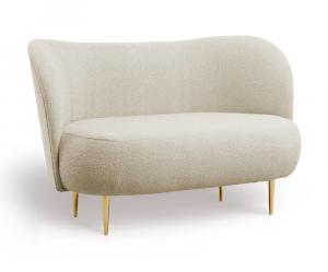 SELSEY Sofa dwuosobowa Alago jasnobeżowa boucle na złotych nogach