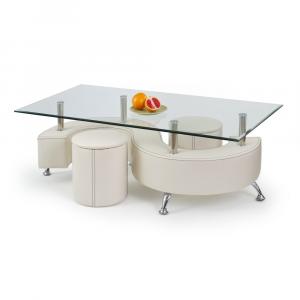 SELSEY Ława Malu Solid 130x70 cm biała eko-skóra