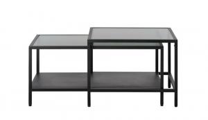 SELSEY Zestaw stolików kawowych Avensunly przeszklone 90 cm czarne