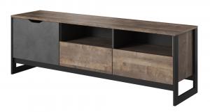 SELSEY Szafka RTV Varse z dwoma szufladami 161 cm dąb sand grange / matera