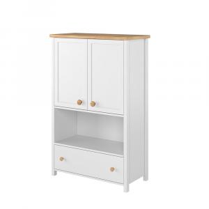 SELSEY Komoda z szufladą Story 131 cm biała - dąb nash