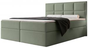 SELSEY Łóżko kontynentalne 180x200 cm Silensio z materacem bonellowym i topperem eukaliptusowe welur hydrofobowy
