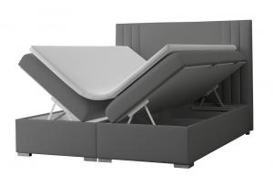 SELSEY Łóżko kontynentalne 140x200 cm Monder z pojemnikami i topperem szare welur hydrofobowy