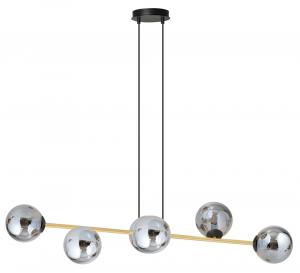 SELSEY Lampa wisząca Bestalles czarno-złota z grafitowymi kloszami x6