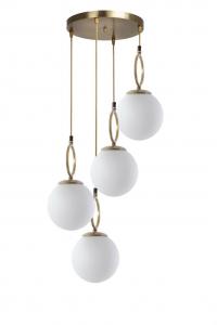 SELSEY Lampa wisząca Juxter x4 złota + białe szkło