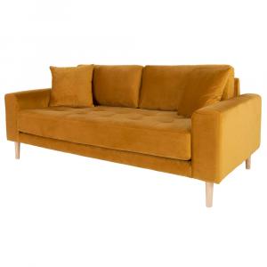 SELSEY Sofa Dagmarri 180 cm musztardowy welur