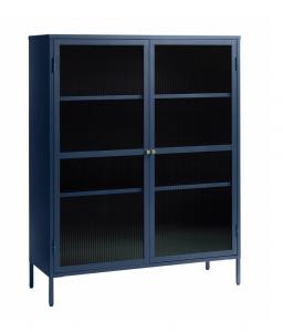 SELSEY Witryna metalowa Avensunly 140 cm z przeszkleniem niebieska