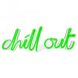 SELSEY Neon na ścianę Letely z napisem Chill Out zielony