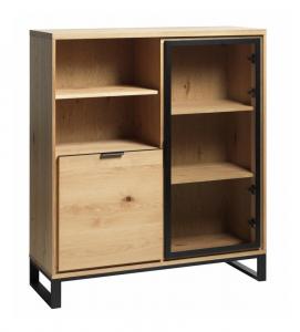SELSEY Komoda wysoka Misheen 122,5 cm dąb-czarny