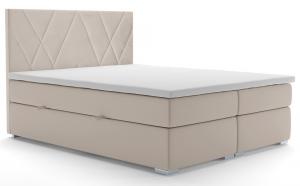 SELSEY Łóżko kontynentalne 140x200 cm Korello z dwoma pojemnikami szarobeżowe welur hydrofobowy