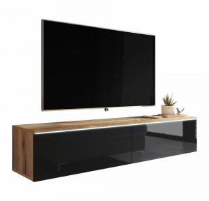 SELSEY Szafka RTV Kane 140 cm wotan / czarny połysk