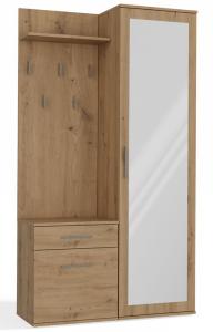 SELSEY Zestaw do przedpokoju Duvio z szafą i lustrem 100 cm dąb artisan