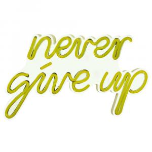 SELSEY Neon na ścianę Letely z napisem Never Give Up żółty