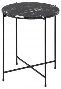 SELSEY Stolik okrągły Daimered czarny marmurowy blat polerowany na metalowej podstawie 42 cm