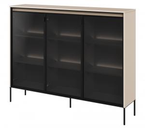 SELSEY Witryna trzydrzwiowa Trend 150 cm z LED Beżowa