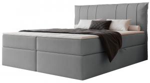 SELSEY Łóżko kontynentalne 140x200 cm Moly z materacem bonellowym i topperem szare welur hydrofobowy