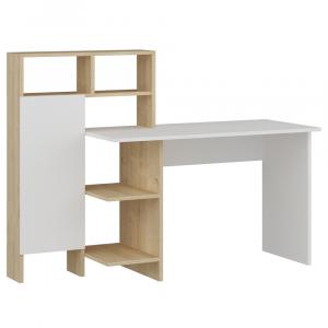 SELSEY Biurko Sotrel 136x60 cm z regałem biały/dąb