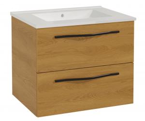 SELSEY Szafka łazienkowa z umywalką Pilar 60 cm dąb karmel