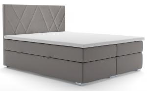 SELSEY Łóżko kontynentalne 140x200 cm Korello z dwoma pojemnikami szare welur hydrofobowy