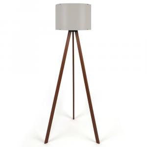 SELSEY Lampa podłogowa Salika beżowa na brązowym stelażu