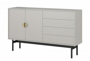 SELSEY Komoda dwudrzwiowa Stoon z czterema szufladami 154 cm Szary beż