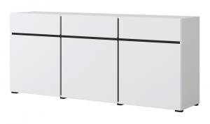 SELSEY Komoda Kruzoe 78 cm z trzema szufladami i trzema szafkami biała