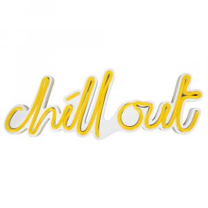 SELSEY Neon na ścianę Letely z napisem Chill Out żółty