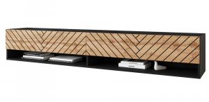 SELSEY Szafka RTV dwudrzwiowa Wander 180 cm czarny grafit/dąb wotan jodełka