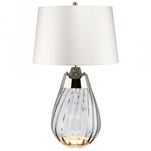 SELSEY Lampa stołowa Leensy z satyny średnica 35 cm biała/szara