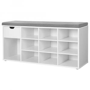 SELSEY Ławka do przedpokoju Vasielo 104x30 cm z półkami na buty i szufladą biała