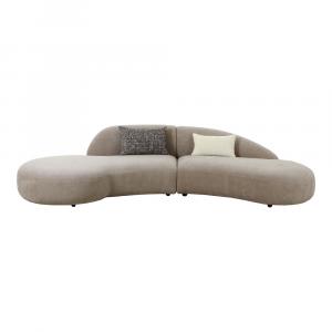 SELSEY Sofa czteroosobowa Equers ciemnobeżowa w tkaninie szenilowej