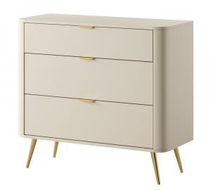 SELSEY Komoda Oval z trzema szufladami 92 cm beż piaskowy